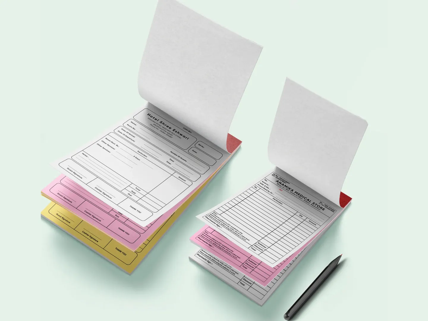 Custom bill books and invoices