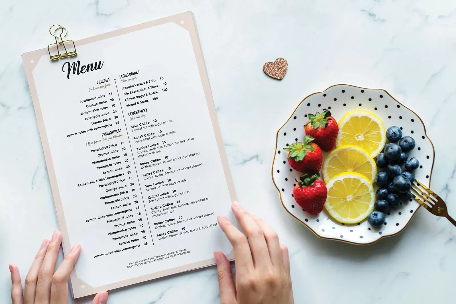 Flyers, menus and promotional layouts