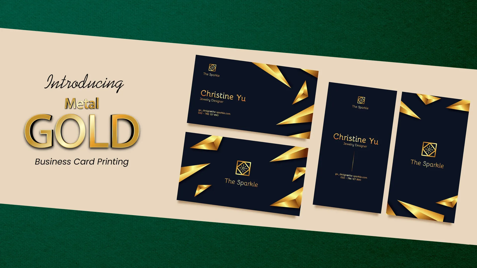 Luxury gold foil stamped business cards showcasing premium printing services in Maldives