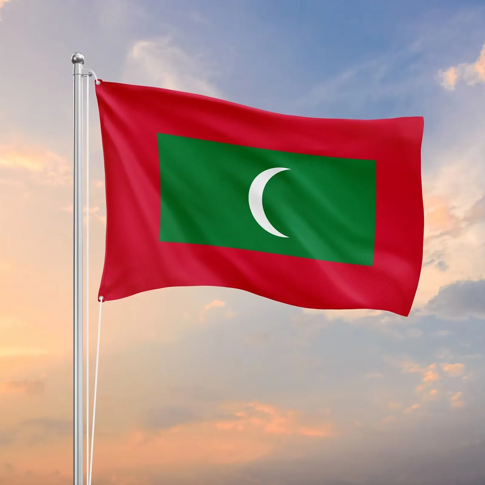 Maldives national flag waving proudly representing local print services and national pride