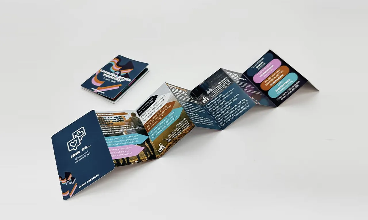 Precision Z-fold brochure folding service for marketing materials and informational pamphlets